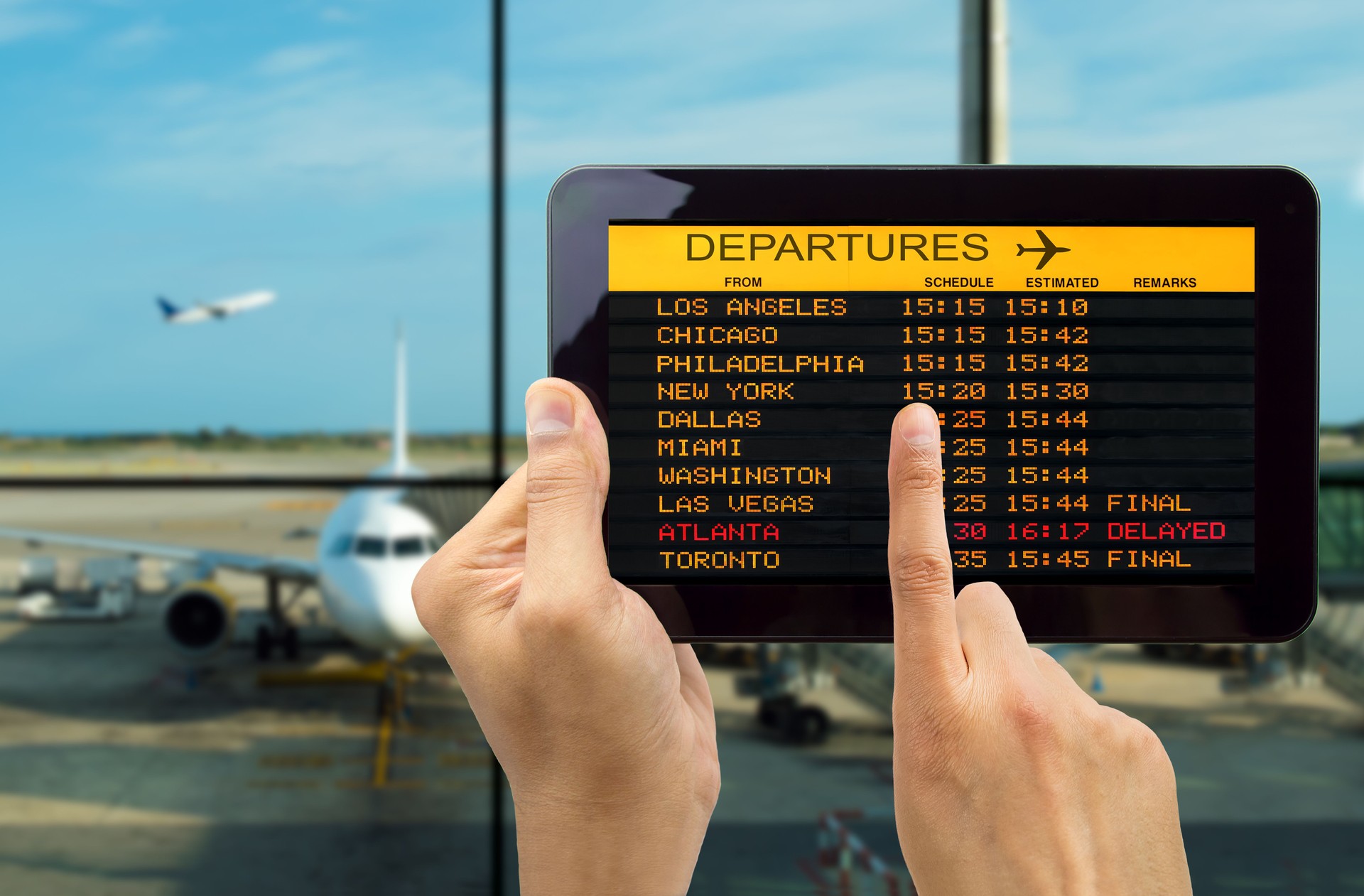 tablet with connect wifi on the airport
